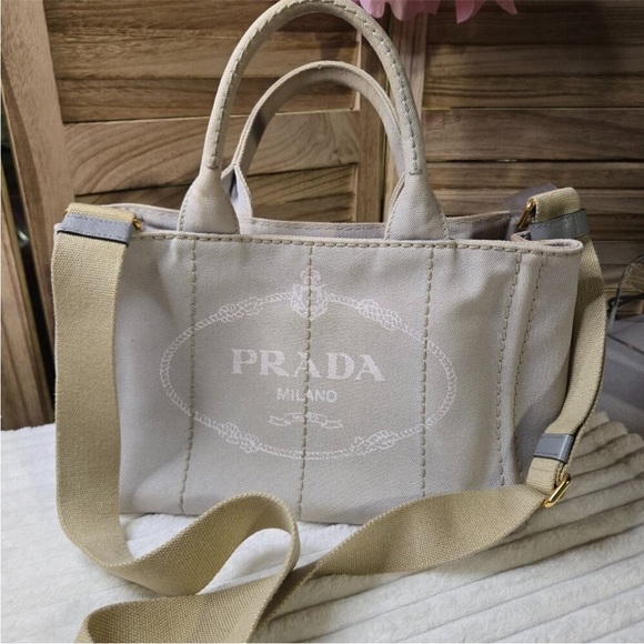 Prada Women's Beige Canvas Tote Bag